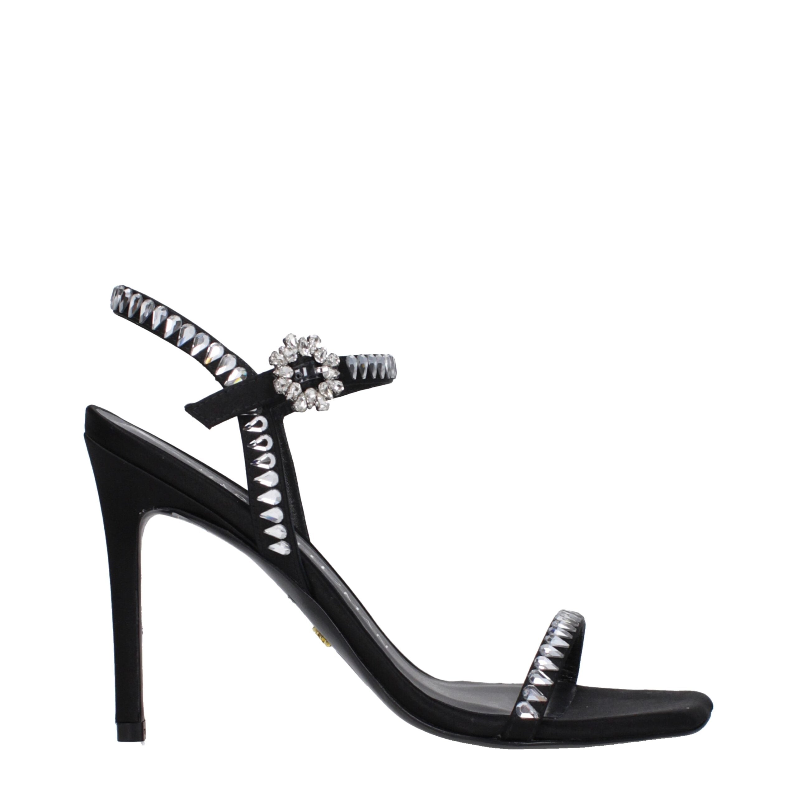 Stuart Weitzman Black Satin Sandal